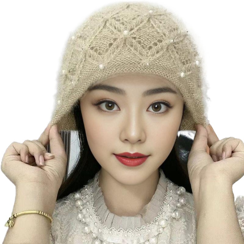 Picture of New Thickeneded Squirrel Velvet Warm Pile Hat K-Style Versatile Winter Large Head Circumference Ear Protection Knitted Woolen Hat for Women