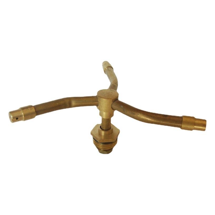 Copper Three Fork Four Fork Sprinkler 4 Points Rotating Lawn Flower Watering Artifact Garden Irrigation Water Spray Vegetable Lawn Household