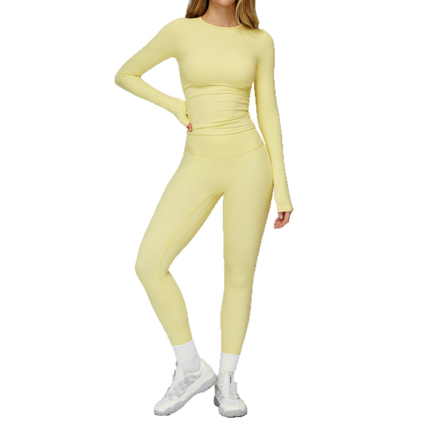 Picture of Zechuang European and American tight brushed yoga suit quick-drying workout clothes winter outdoor running sports suit female 8519