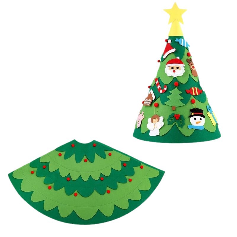 Picture of [felt Christmas tree] handmade DIY felt Christmas tree can be fixed Christmas decoration three-dimensional felt Christmas tree
