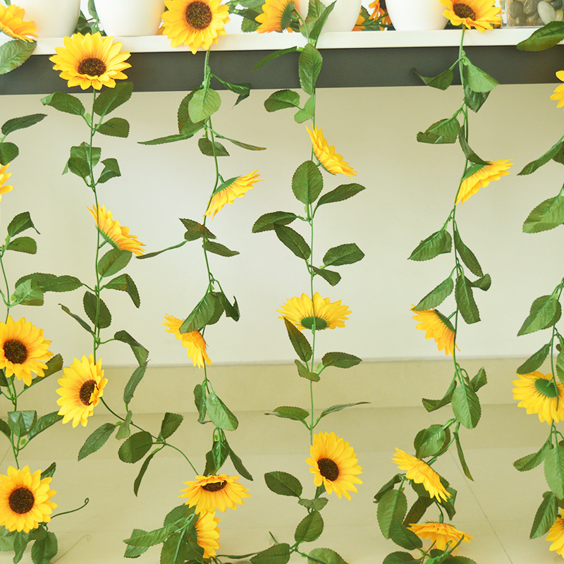 Sunflower Rattan Artificial Flowers 10 Large Sunflower Flowers Real Scene Decoration Rattan Household Pipe Winding Sunflower