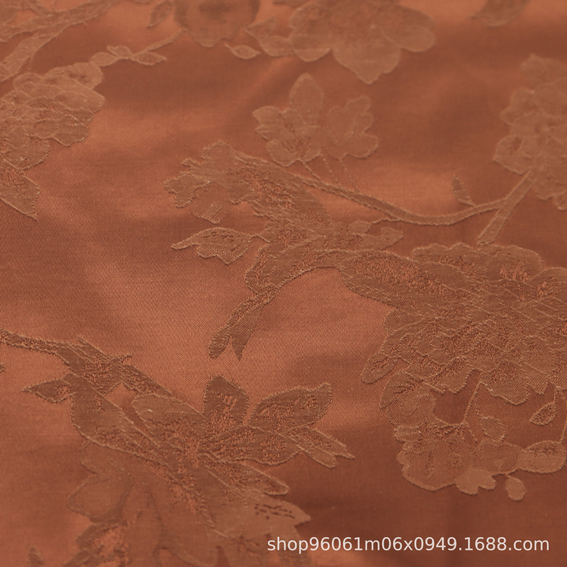 Picture of Tencel Linen Imitation Silk Satin Fabric with Floral and Bird Jacquard Pattern, Rose Jacquard Fabric for Hanfu, New Chinese Style Dress Fabric, Large Jacquard