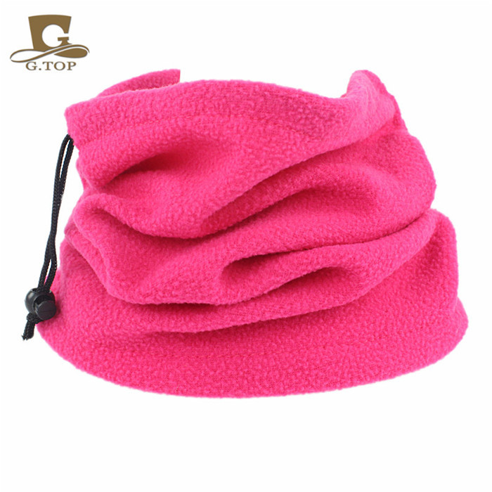 Picture of Winter men's and women's outdoor sports fleece scarf riding mask multi-functional drawstring polar fleece collar pullover cap
