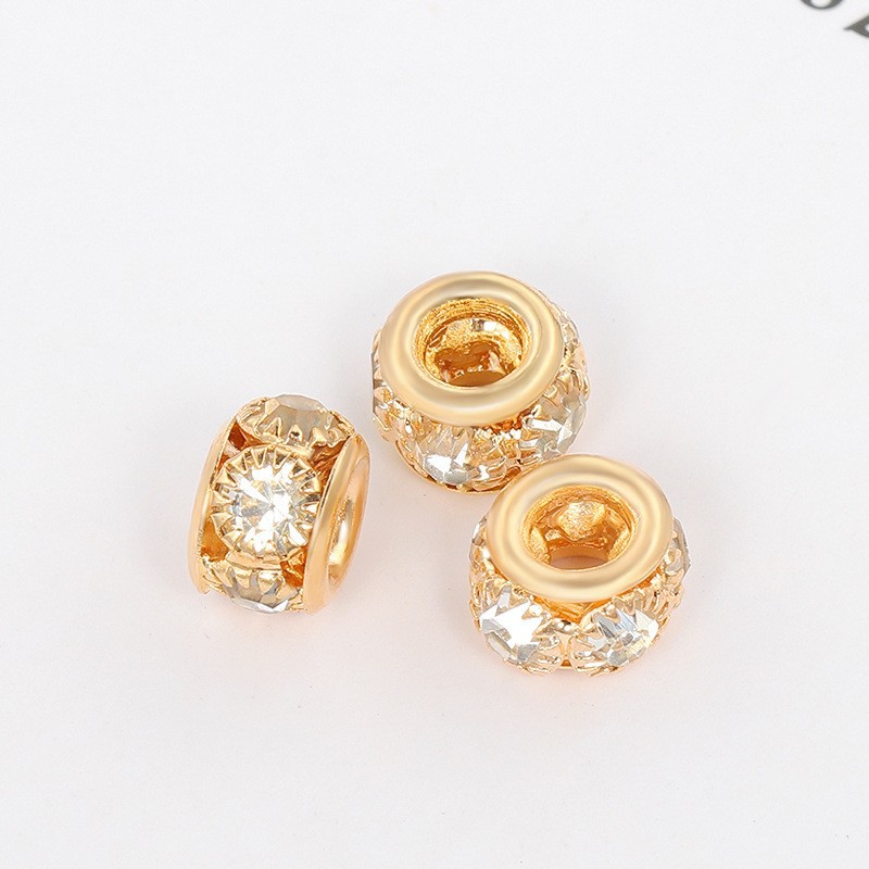 Picture of Copper Diamond Necklace Bracelet Bead Large Hole Bead Six Large Diamond Copper Bead Welding Drill Ring DIY Beaded Jewelry Accessories