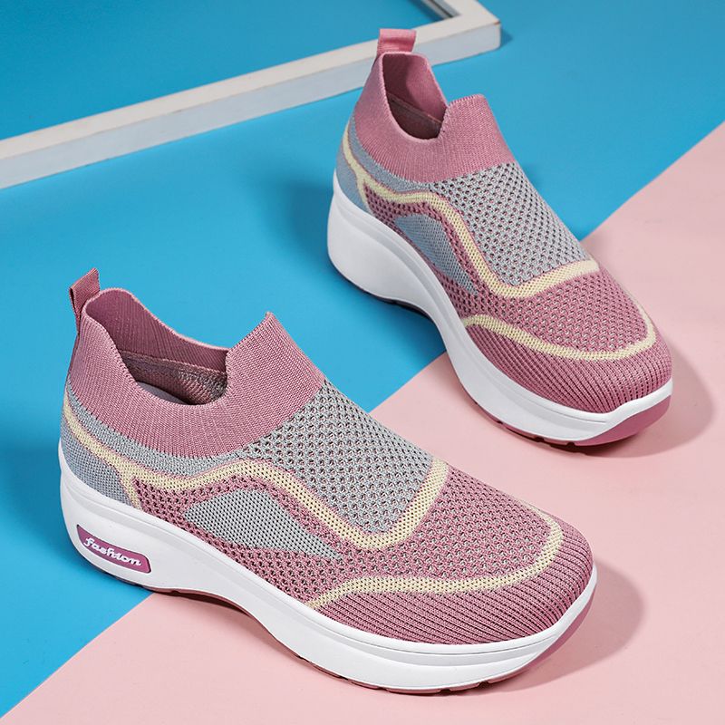 Picture of Women's Shoes, New Autumn Style, Thick-Soled Casual Shoes, Soft-Soled Comfortable Height-Increasing Shoes, Versatile Single Shoes, Fly-Knit Breathable Mesh Shoes