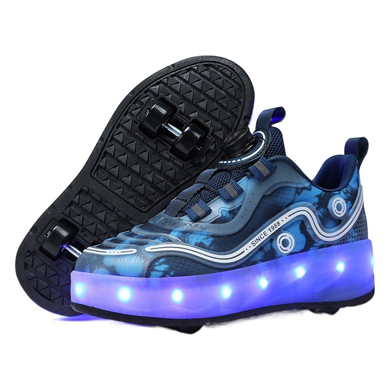 Picture of Cross-border foreign trade heywalk shoes for boys and girls four-wheel double-wheel LED flashing light luminous automatic invisible pulley skates