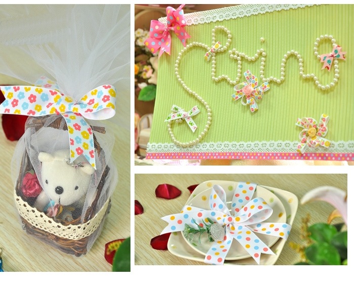 Picture of Bow ribbon rib ribbon 9 ~ 25mm butterfly printing rib Ribbon gift jewelry packaging material