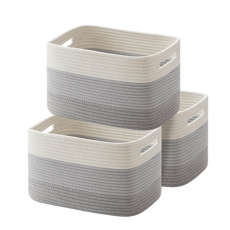 Amazon Explosions Cotton Rope Woven Storage Basket Desktop Toy Sundries Storage Basket Folding Organize Storage Basket Cross-border
