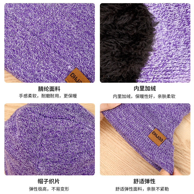 Picture of Amazon's New Set European and American Autumn and Winter Velvet Knitted Hat Scarf Gloves Men's and Women's Warm Wool Three-Piece Set