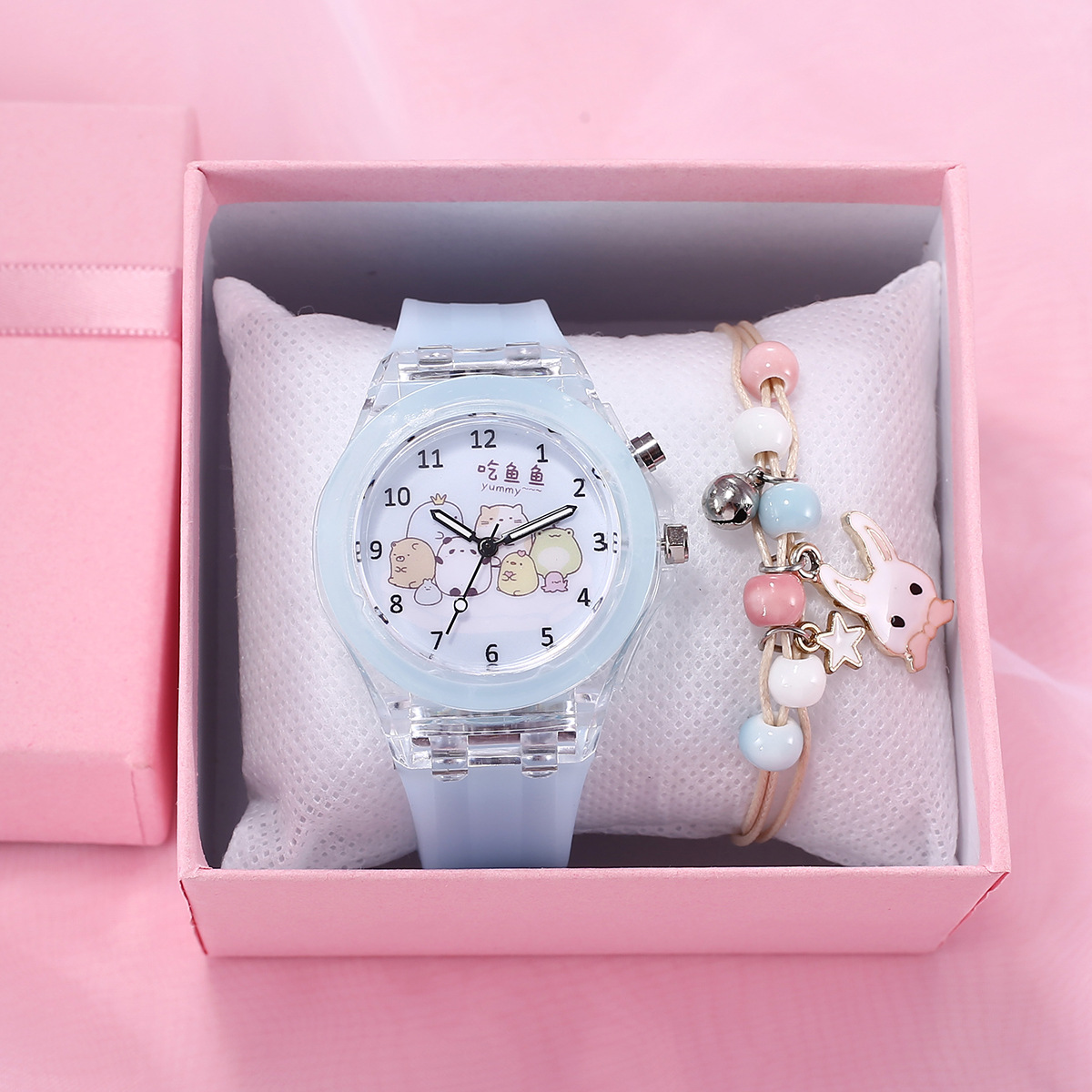 Picture of A06976-1 luminous watch unicorn luminous silicone electronic watch with bracelet 2 pcs/set box