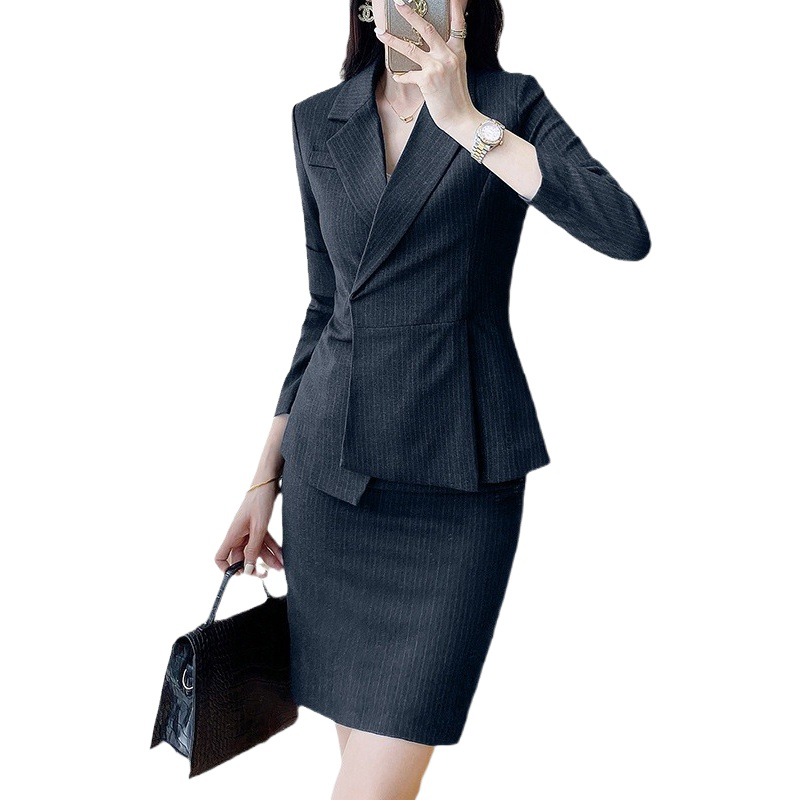 Professional suit suit women's fashionable elegant white collar capable commuter striped suit autumn and winter 2024 new work clothes