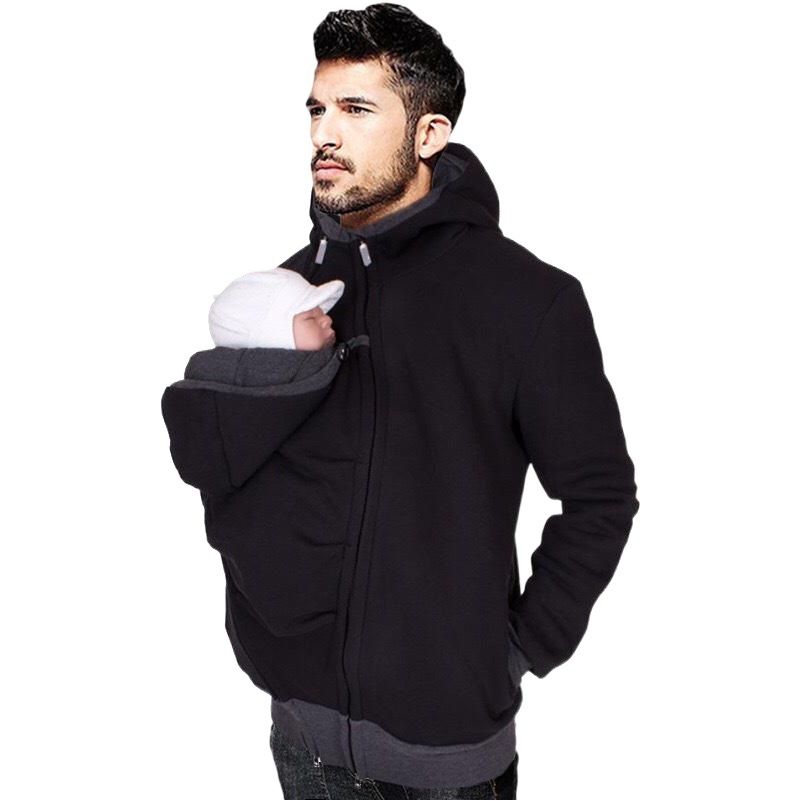 AliExpress Europe and the United States two-in-one Multi-functional kangaroo father kangaroo mother sweater autumn and winter men's parenting bag