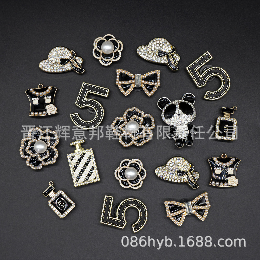 Tweed Style Metal Flower Bow Hole Shoe Flower Shoe Buckle Garden Shoe DIY with Sparkling Diamond High-End Shoe Accessories