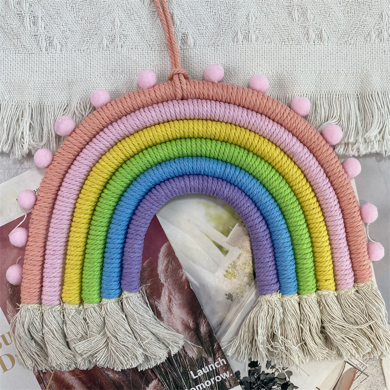 Picture of New Cross-Border Ins Scandinavian Style Home Kidsren's Room Decoration Pendant Hand-Woven Rainbow Pendant Wall Hanging Pendant