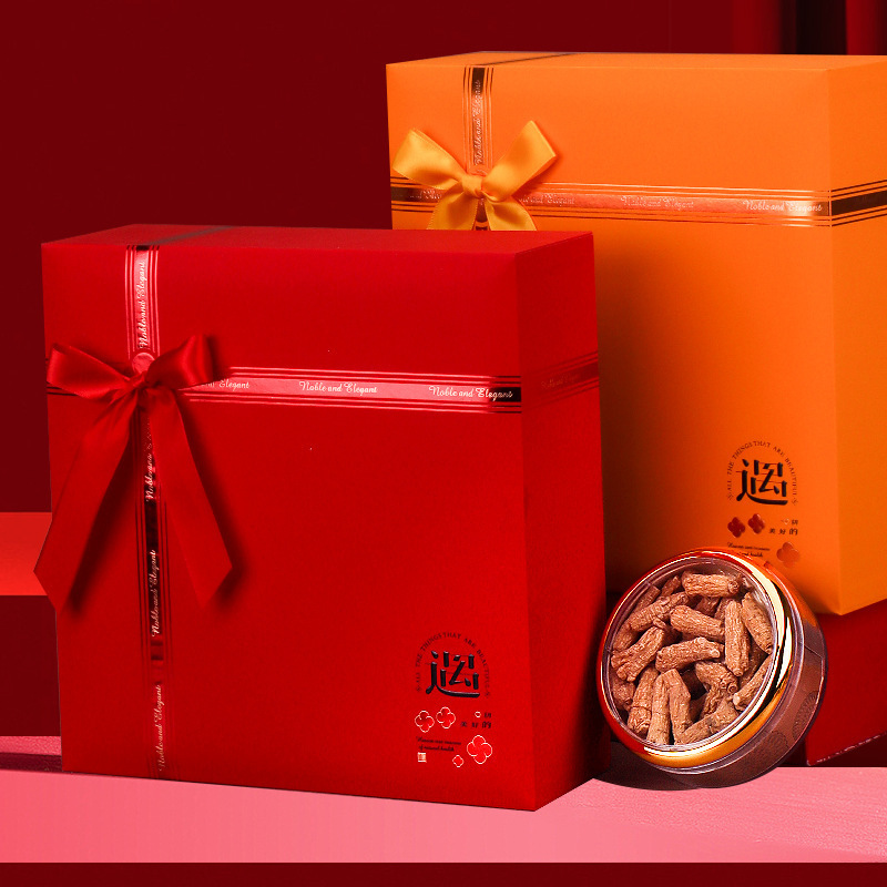 Meet the good gift four spell gift box packaging four treasures tonic Dendrobium bird's nest American ginseng Yuanbei sea cucumber universal empty box