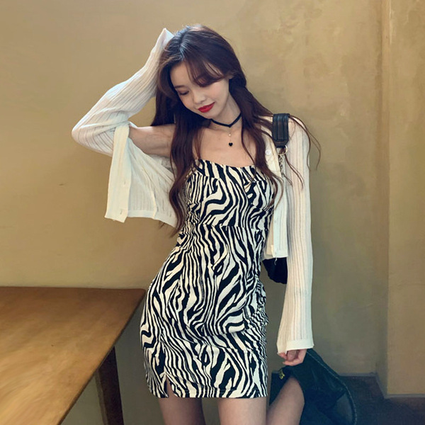 2025 New Slim Dress Women's Autumn Super Hot Zebra Print Sexy Suspender Skirt Western Style Age-Reducing Plus Size Skirt