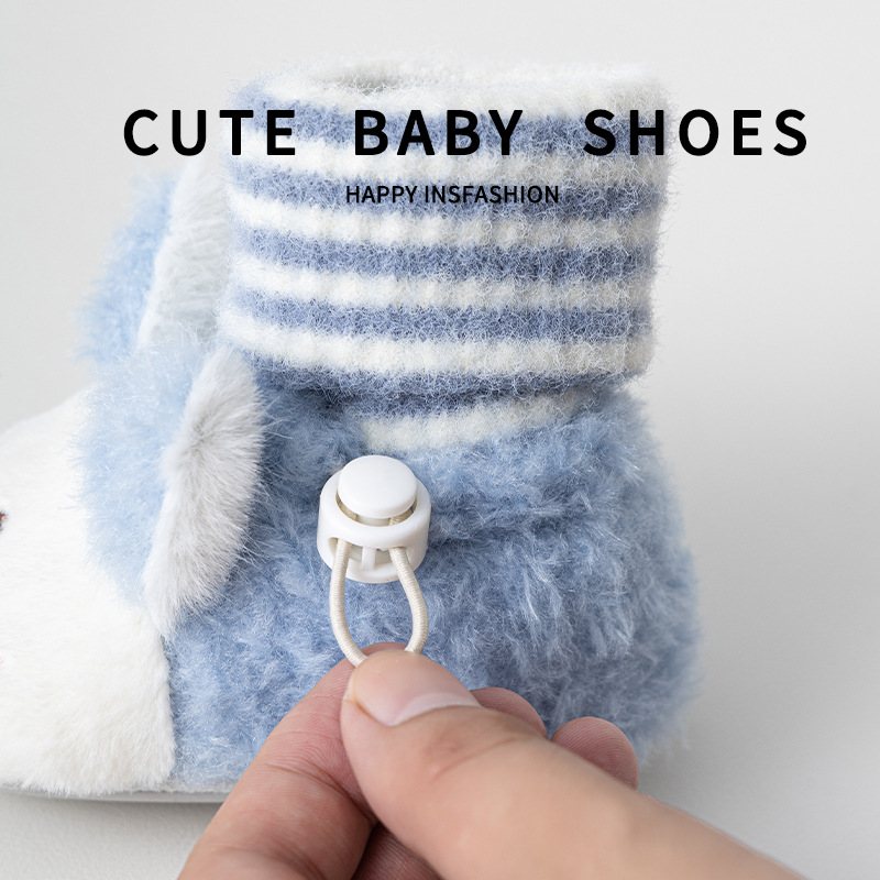Picture of Fleece-lined thickened warmth for newborns, infants, boys, and babies, spring, autumn, and winter, with soft soles that don't feel uncomfortable, mid-calf