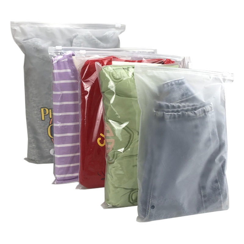 Plastic Clothes Packing Bag Frosted Transparent pe Zipper Bag Clothing Socks Clothes Underwear Bra Storage Bone Bag
