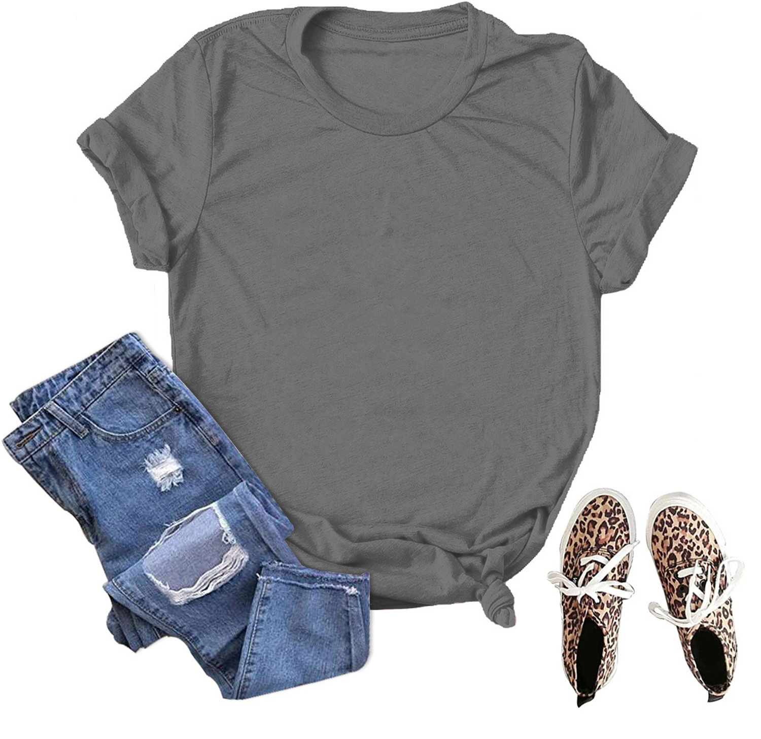Picture of Spot wholesale foreign trade cross-border solid color blank loose large size T-shirt short sleeve men and women with Amazon wish