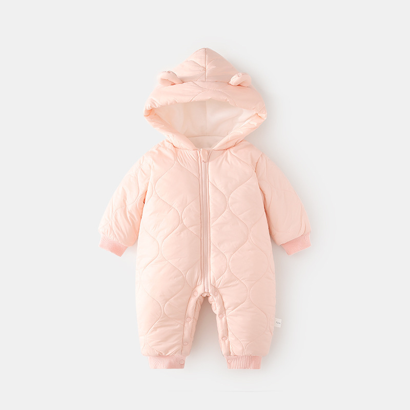 Baby Cotton-added Outfit Baby Cotton-padded Outfit All-in-one Coat Autumn and Winter Thickened Climbing Clothes Children's Hooded Windproof Cotton-padded Coat