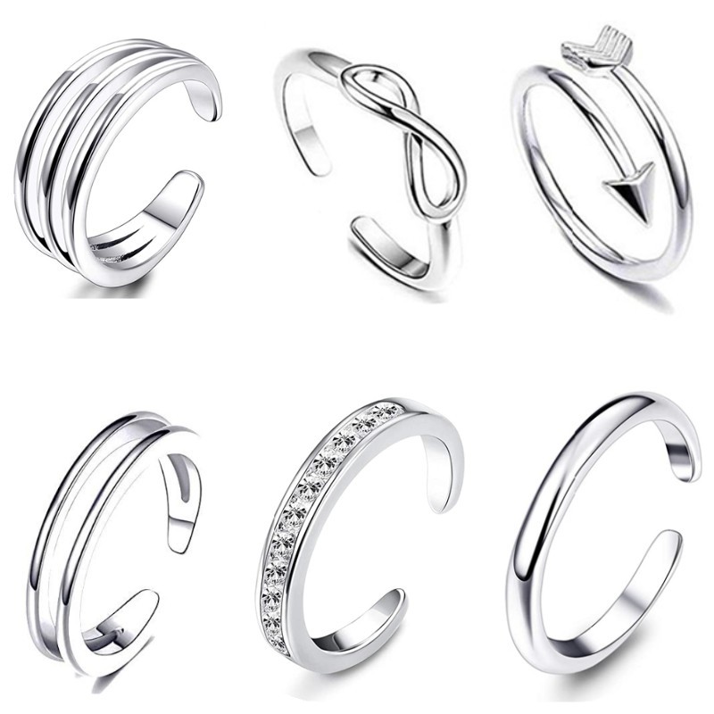 Picture of European and American 16 pcs/set women's foot finger joint ring arrow knot star leaves love silver plated foot ring suit