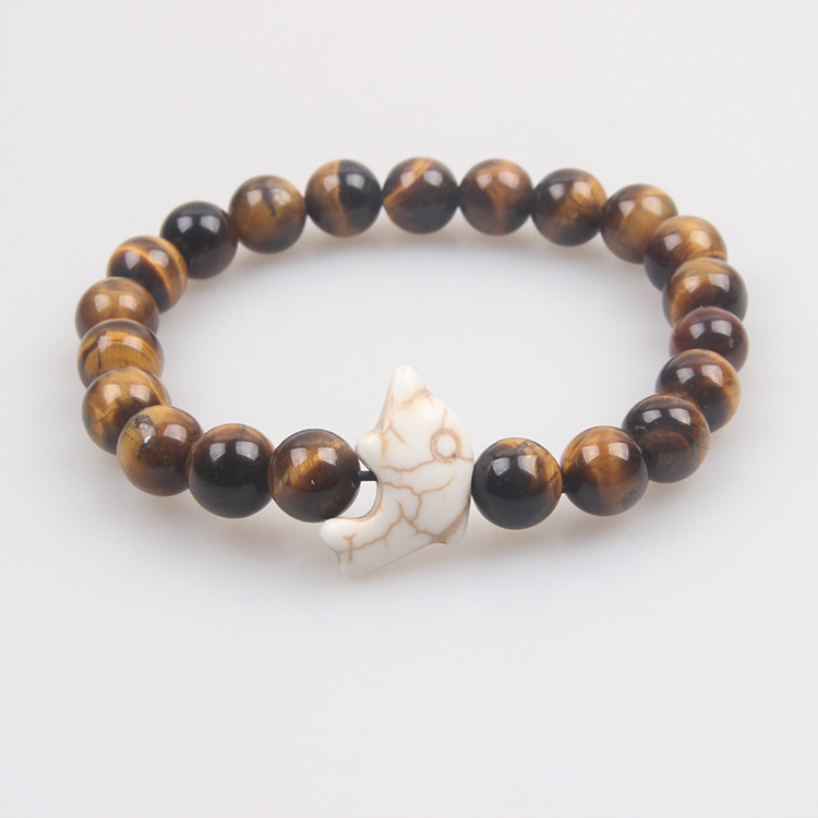 Picture of Zhou Lianfa Cross-border Wholesale New Green Turquoise Dolphin Volcanic Stone White Turquoise Stretch Bracelet Jewelry for Men and Women