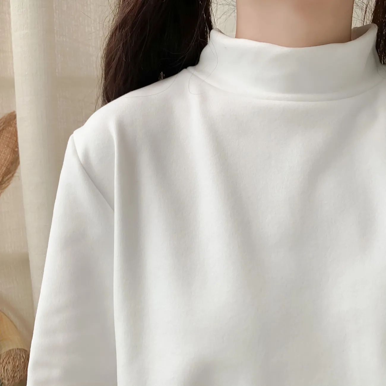 Velvet Mock Collar Base Shirt Women's Autumn and Winter All-match 2024 New fleece-lined Thickened All-match Stylike Inner Top