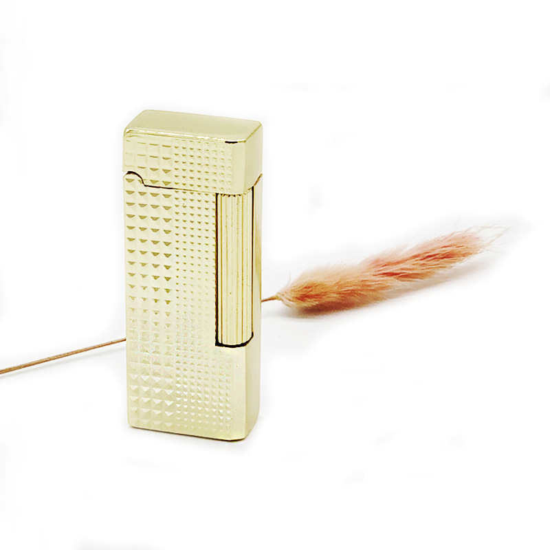 Picture of Grinding wheel open flame cigarette lighter gas creative inflatable Langsheng oblique fire lighter metal pipe mini lighter gift