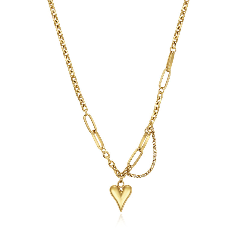 Picture of Color-free New Niche Light Luxury Pointed Heart Necklace Women's Summer Clavicle Chain Pendant All-match High-end Design Sense