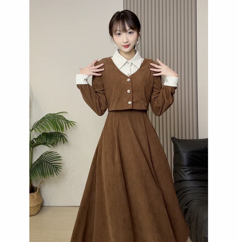Cross-border official map | buttons can be opened | autumn and winter long sleeve small fragrant style lapel fashion temperament slim trend