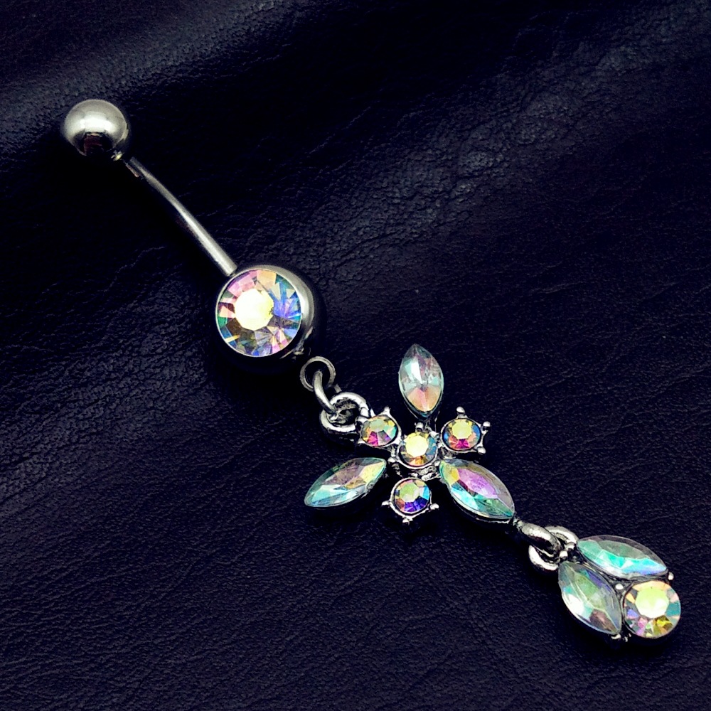 Factory direct foreign trade explosion butterfly inlaid abdrill navel ring navel button human jewelry wholesale