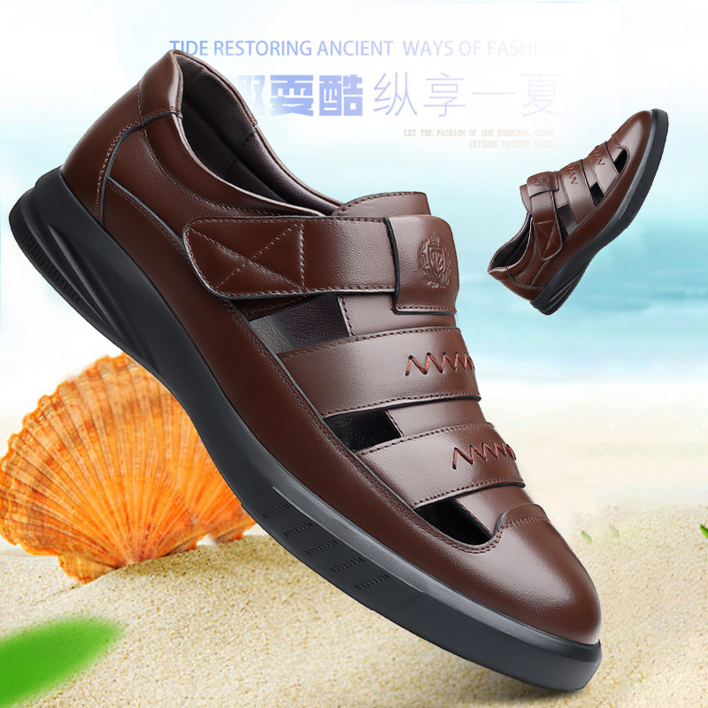 Picture of 2022 Men's Daily Casual Leather Shoes Men's Summer Genuine Leather Breathable Leather Sandals Hollow Hole Shoes Sandals 8155