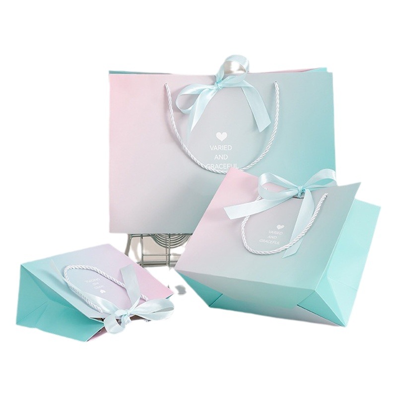 Light luxury gradient color gift bag clothing store handbag Valentine's Day paper bag National day Mid-Autumn Festival gift bag conservation