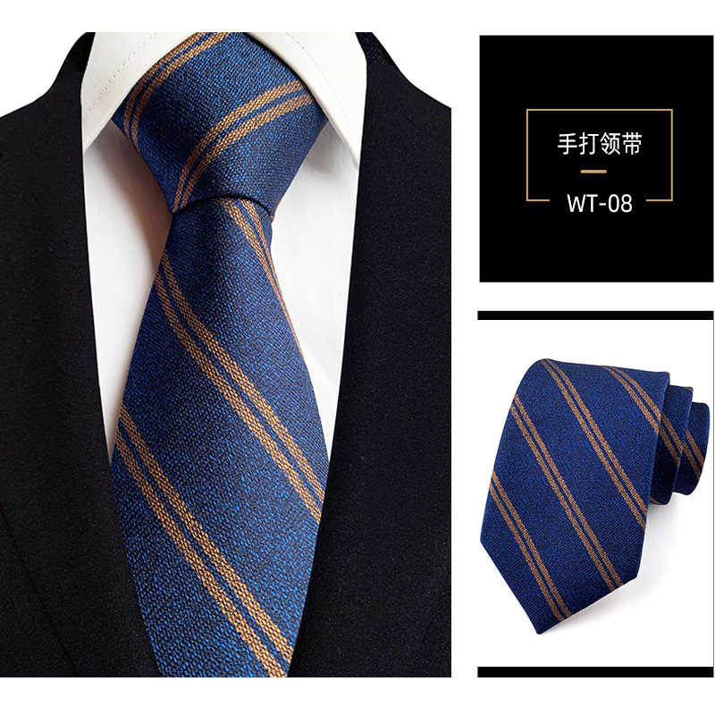 Picture of 8cm hand tie polyester yarn-dyed men's formal wear striped professional business suit accessories manufacturers in stock wholesale