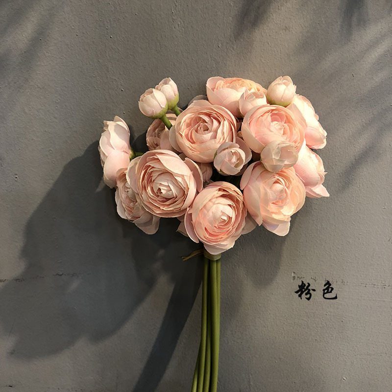 Picture of Simulation Mini Lulian bouquet small tea rose rose decoration bride hand silk flower home decoration flower