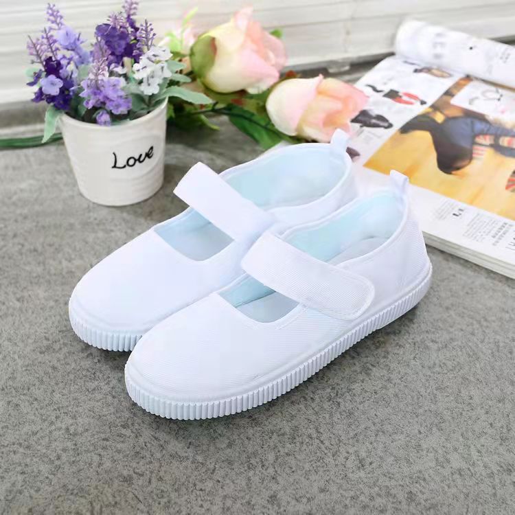 Picture of Spring New Children's Canvas Shoes White Shoes Unisex Indoor Dance Shoes Slip-on Comfortable Non-slip Soft Sole