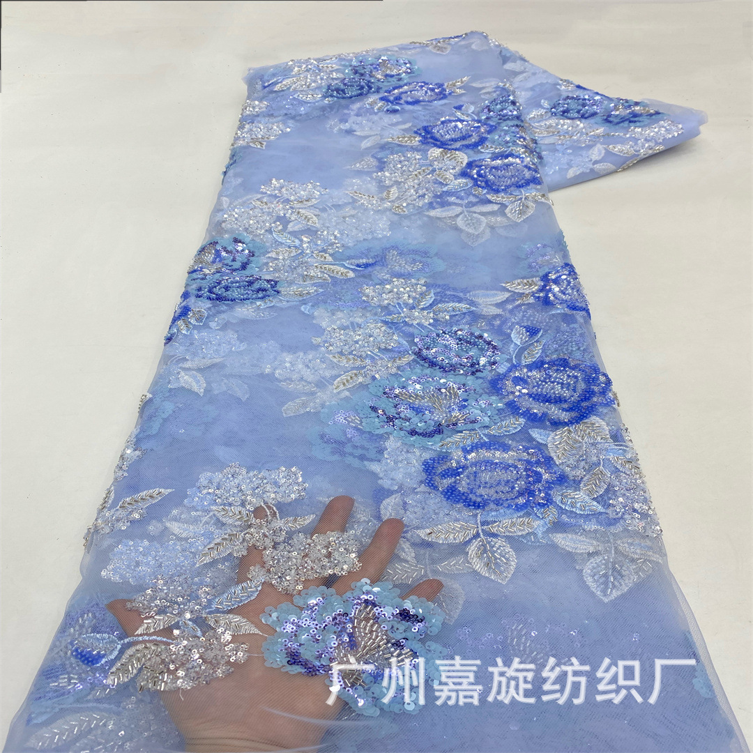 new southeast asia 3d three-dimensional embroidery fabric upscale cheongsam dress dress embroidered cloth African lace