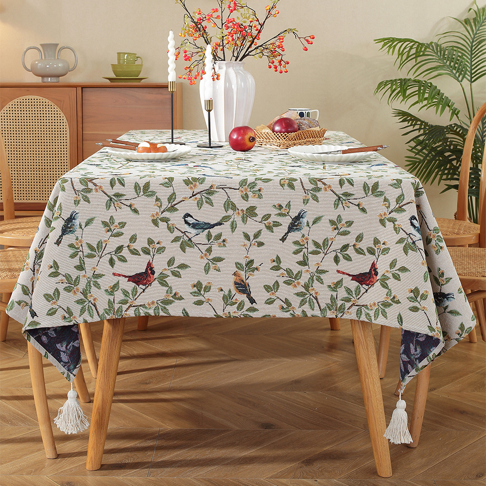 Vintage Romantic Table Fabric Tea Table Cloth Rectangular Jacquard Tablecloth Pastoral Oil Painting Decorative Cover Cloth in stock