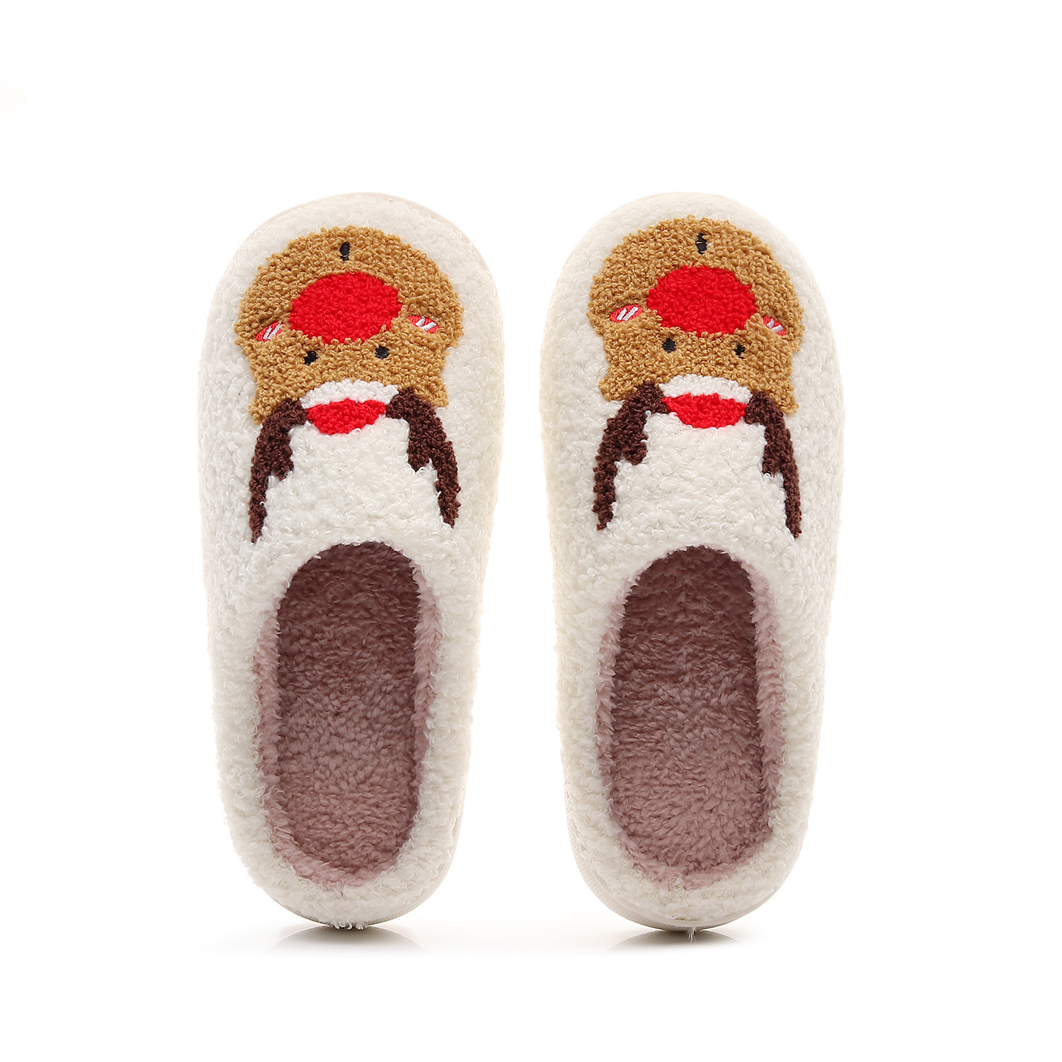 Tiktok Cross-Border Christmas Deer Cotton Slippers for Men and Women Home Winter Wool Slippers Thickeneded Version