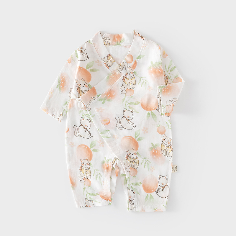 Picture of Baby's Gauze One-piece Suit Baby's Summer Ultra-thin Long-sleeved Pure Cotton Harper Children's Summer Air-conditioning Suit Newborn Climbing Suit