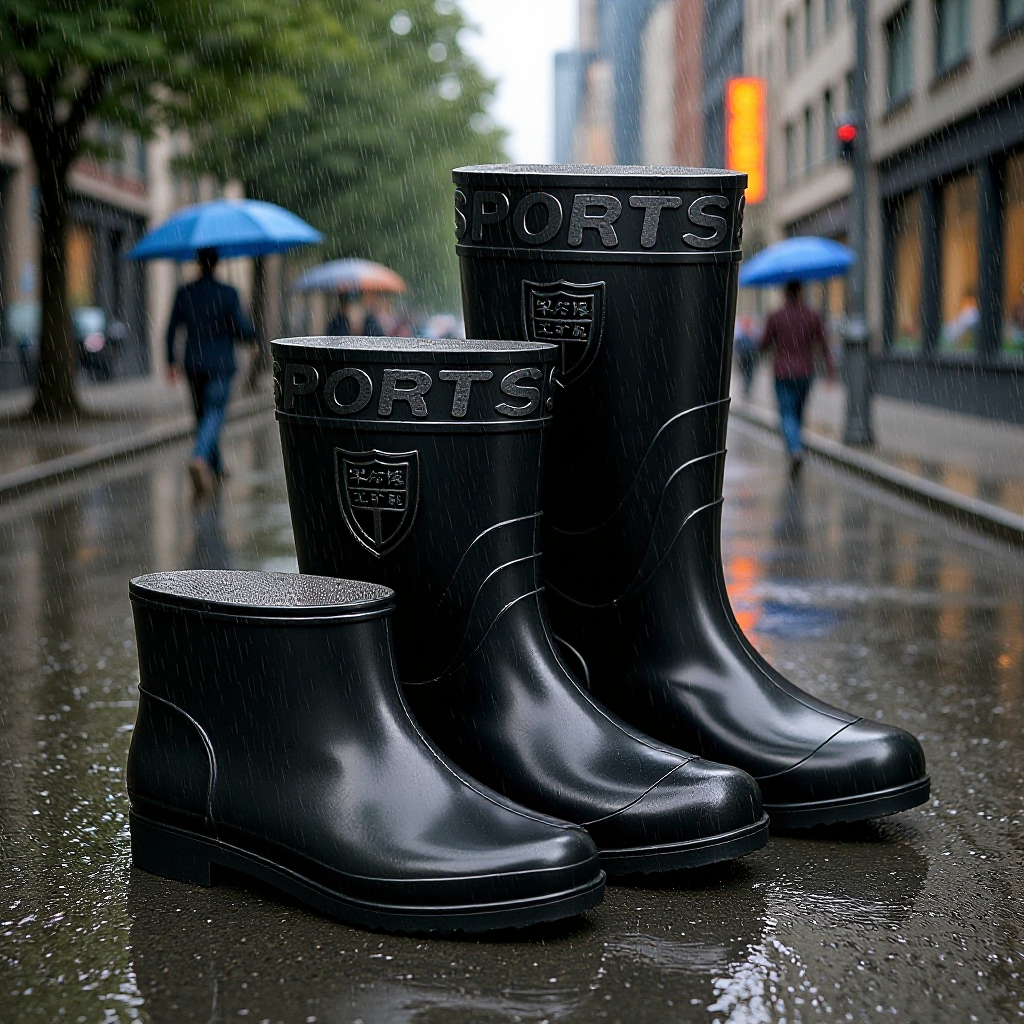 One PieceLabor Protection Construction Site High Rain Boots for Men, Non-Slip Wear-Resistant Rubber Shoes, Thickeneded Water Shoes, Long Boots for Men