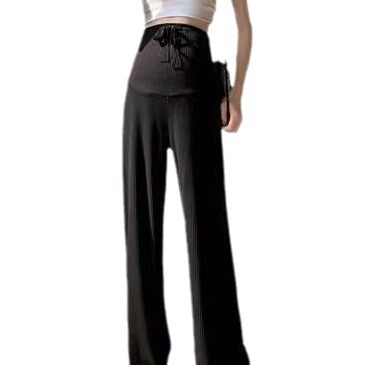 Picture of Pregnant women's pants spring and autumn outer wear ice silk wide-leg pants summer thin drape plus size straight trousers pregnant women's clothes summer