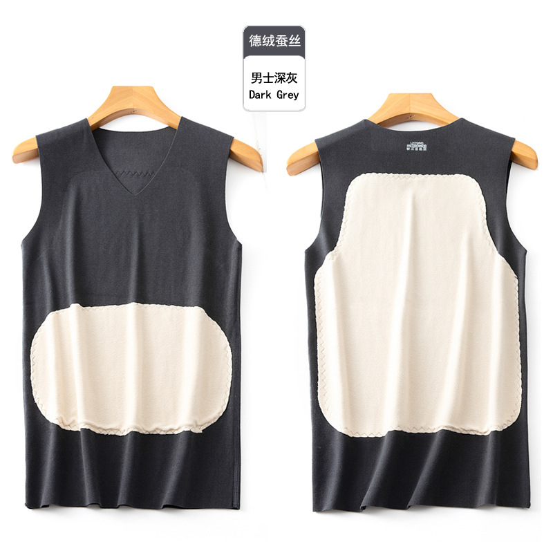 Picture of New Couple Patch Vest Thermal Intimates Women's Autumn and Winter Belly Protection Tops Men's Bottoming Silk Thickeneded Vest