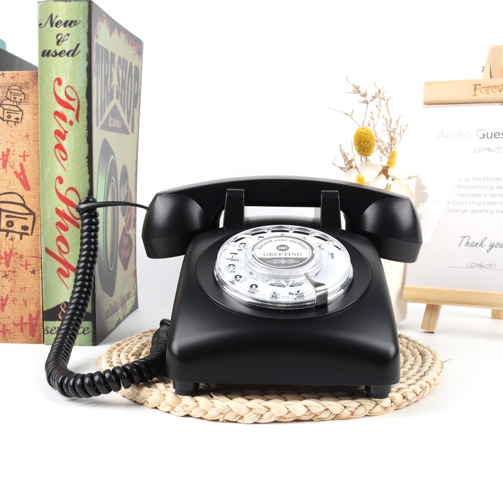 Cross-Border Rotary Dial Telephone with Recording, Vintage European-Style Antique Telephone, Hotel Landline Message Board Phone, Wholesale Old-Fashioned Telephone