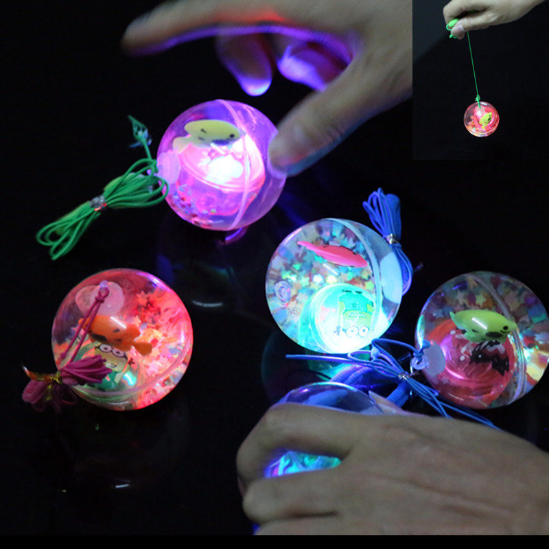 [Hanging wire] 5.5 Crystal elastic ball transparent flash cartoon jump ball luminous children's toys wholesale