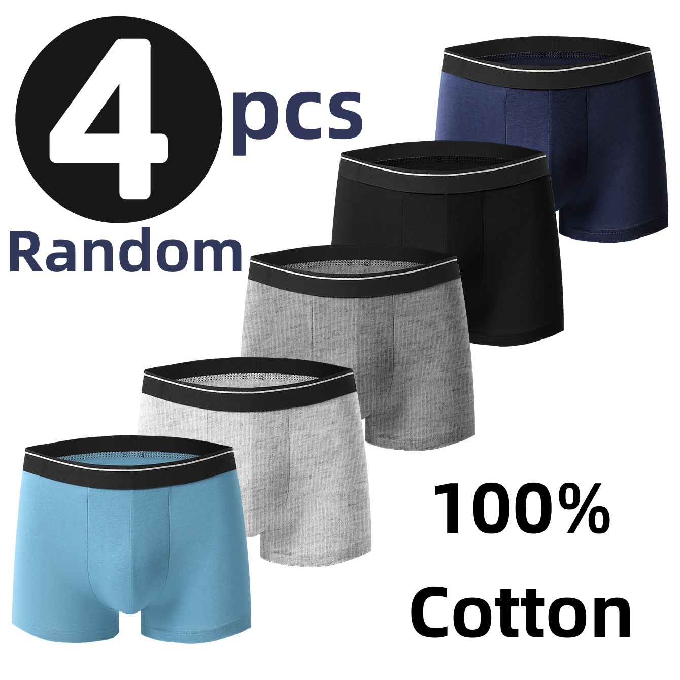 Foreign Trade Large Size Men's Underwear Pure Cotton Pants Breathable 100% Cotton Boxer Briefs Pure Cotton Boxer Briefs Men's Cross-Border Hot Style