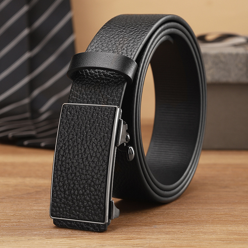 First layer cowhide belt men's leather toothless automatic buckle men's belt genuine leather personality trendy middle-aged youth pants belt