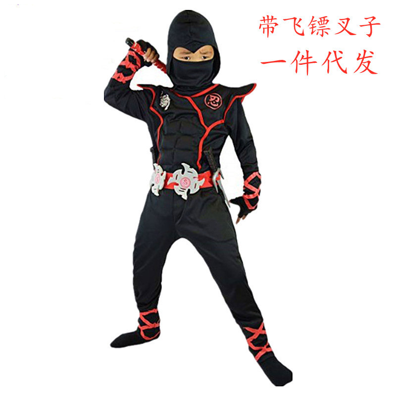 Japanese ninja white tiger costume anime Ninja print suit samurai darts onesies Halloween kids party