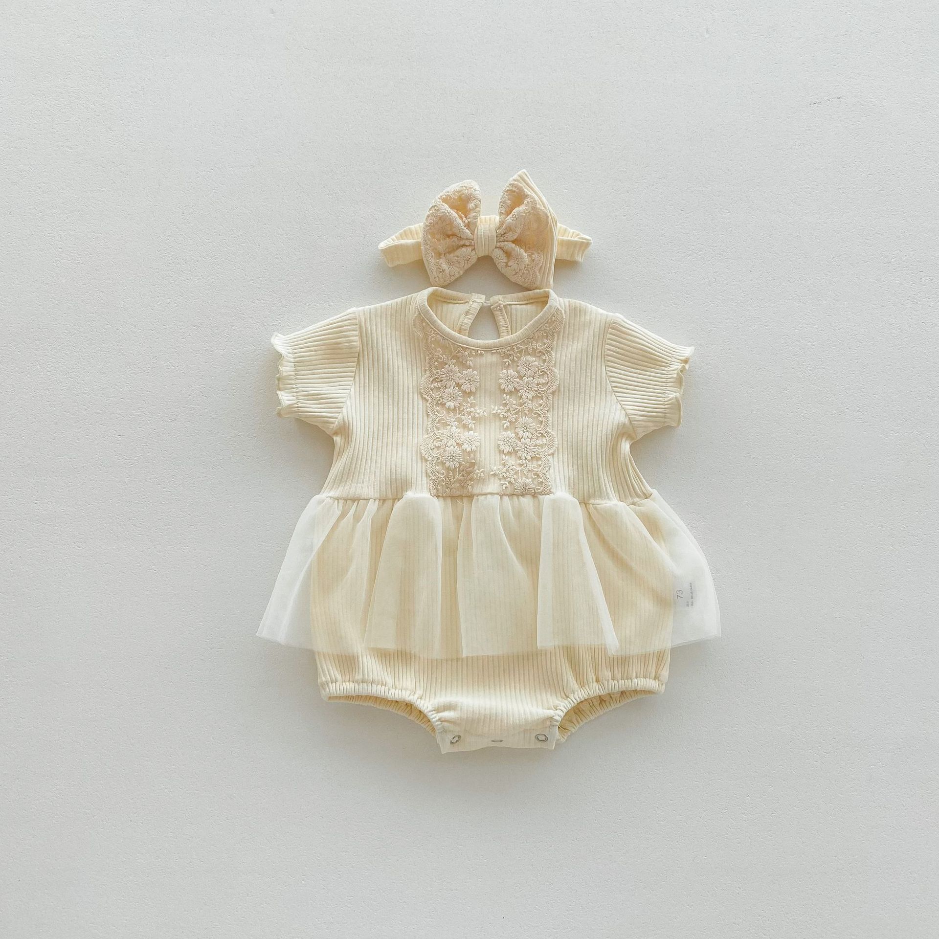 Picture of Korean Style Summer and Autumn New Baby's Mesh Wrap Fart Clothes Baby Girl's Princess Lace Pit Strip Bodice with Hair Strap