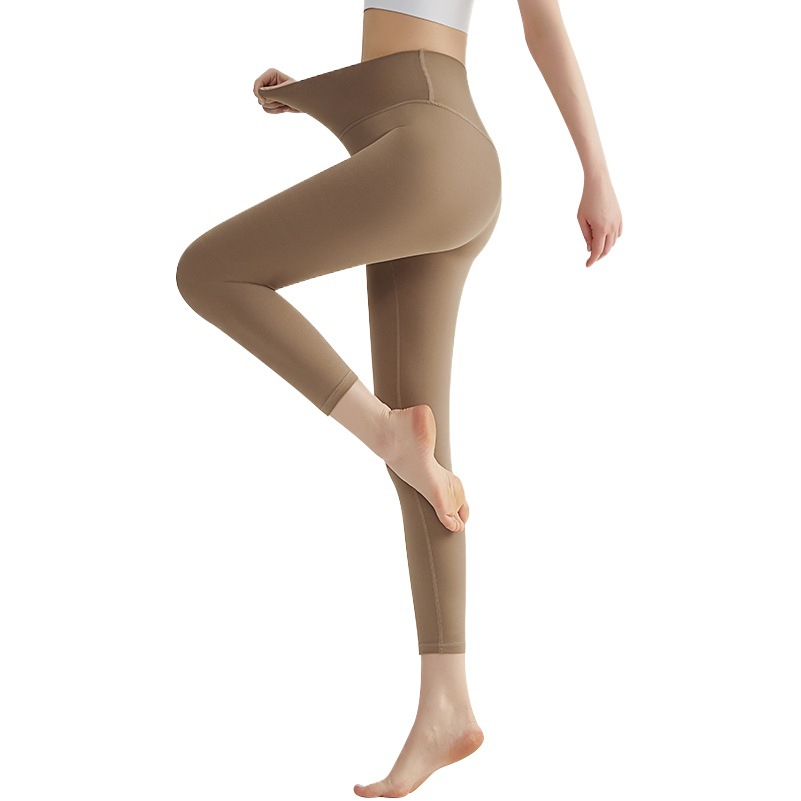 Chuanton Yoga Cropped Pants Women's Thin Summer Nude Elastic High Waist Fitness Quick-Drying Cloud Feeling No Size Yoga Pants
